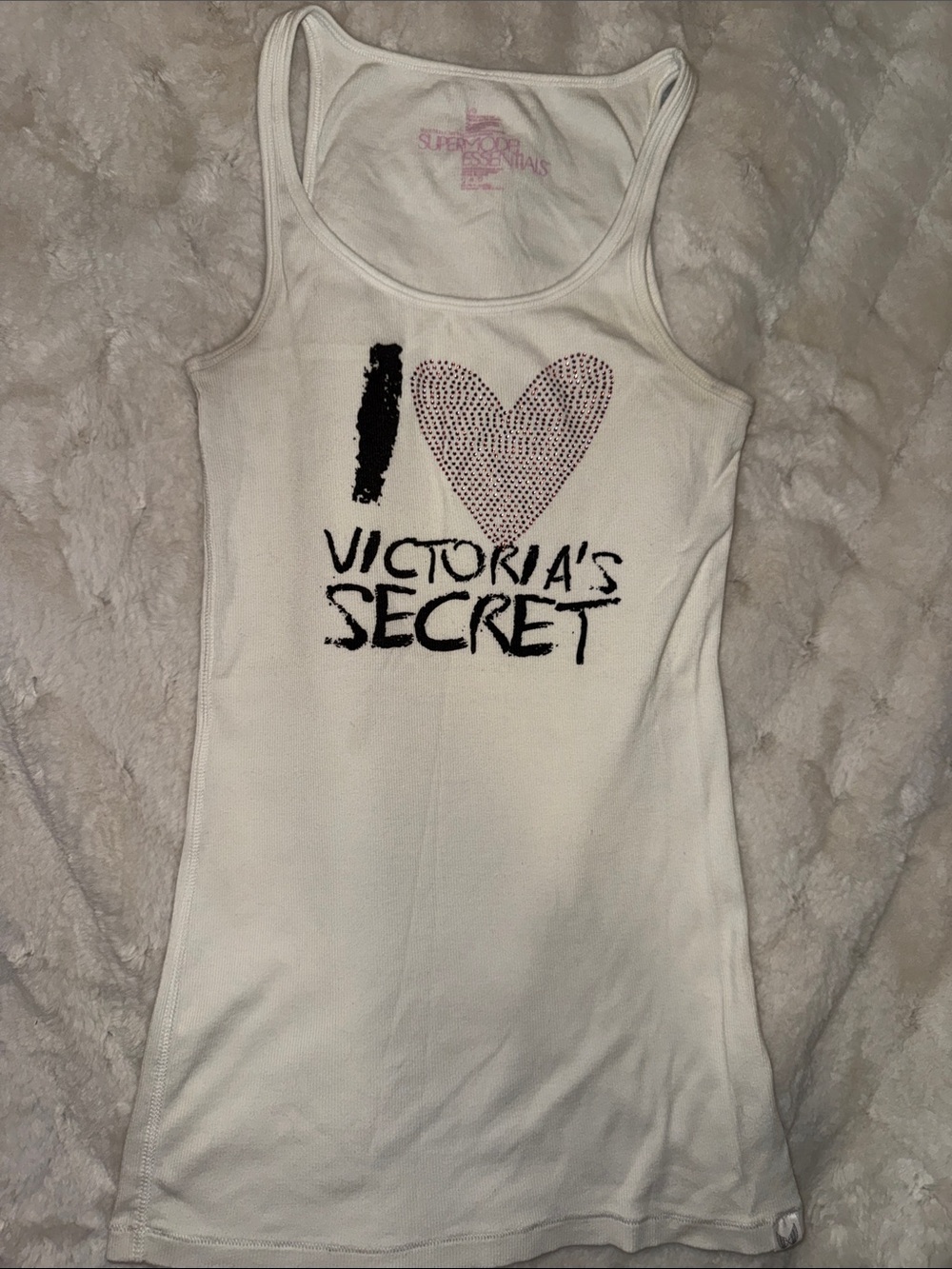 Victoria's Secret White Tank with Rhinestone Heart Logo